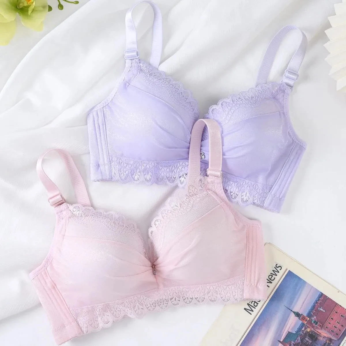 Ultra-Thick Push Up Bra with Side Support 8cm Thick Cups Lace Gathered Lingerie Wireless Full Coverage Bra for A/B Cup — image 7