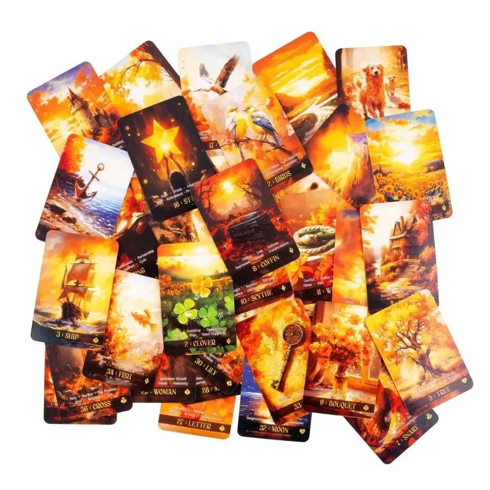 Le Autumn Lenormand Cards 9*6cm Fortune Telling & Spiritual Growth 36 Card Oracle Deck for Divination