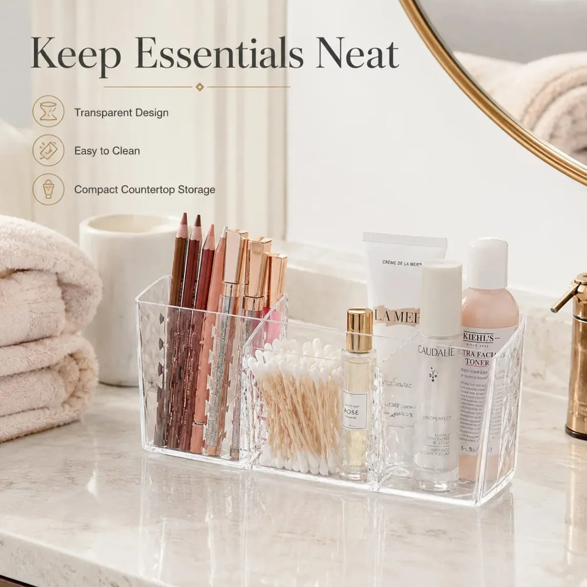 Layered Cosmetic Display Box Desktop Organizer with Compartments for Jewelry Makeup Brushes and Cosmetics