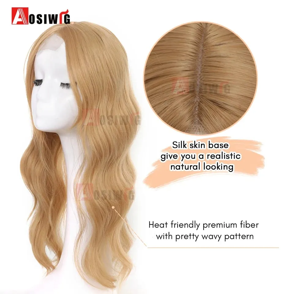 22 Inch Long Wavy Synthetic Hair Topper For Women Clip In Hairpiece Crown Hair Extension With Base Cover Thinning Hair Add Volum — image 3