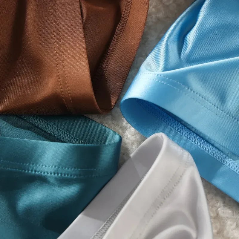 Men Solid Briefs Underwear Man Sexy Glossy Underpants Cuecas Calzoncillos Ropa Interior Hombre Slips Male Pouch Panties