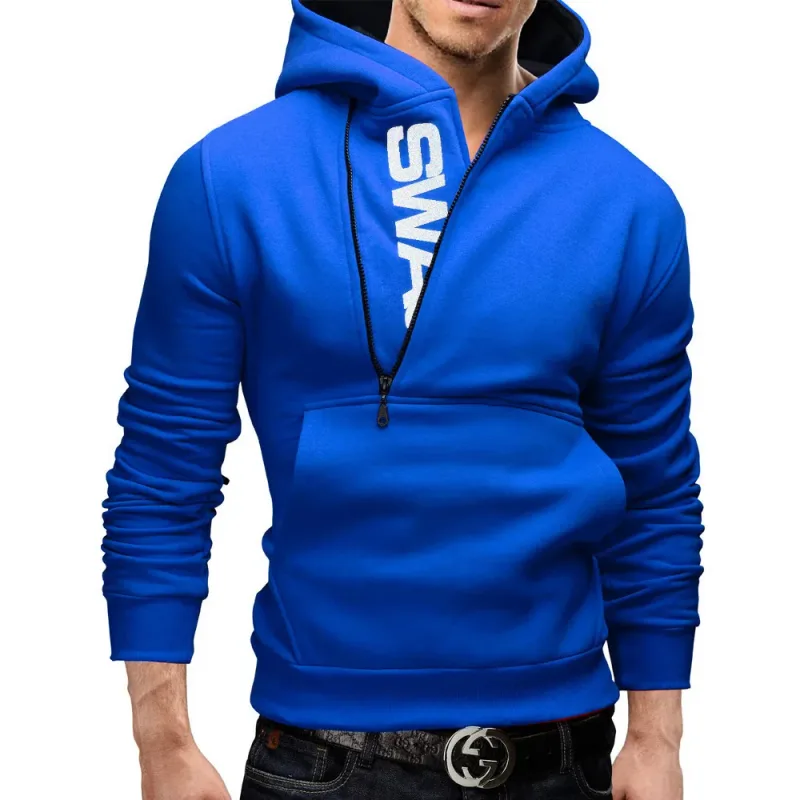 Men's Hoodies Long Sleeve Sweatshirts for Men Zipper Hooded Pullover High Neck Mens Sweatshirt Top Jacket Coat Black Sweater — image 14