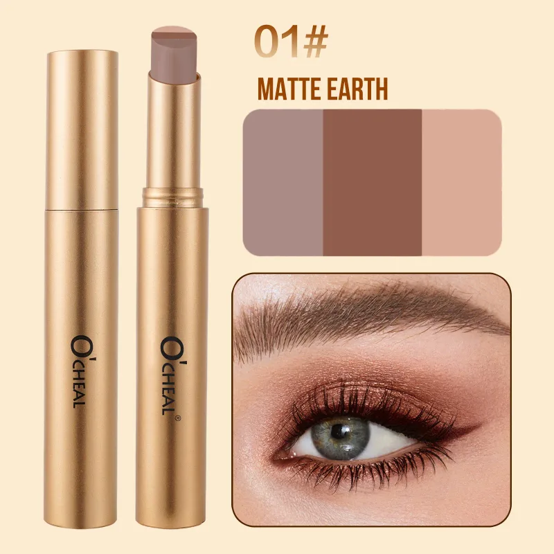 3 Color Matte Pearlescent Eye Shadow Stick Waterproof Durable Gloss Smoked Eye Makeup Cosmetics Long-Lasting Eye Shadow Stick