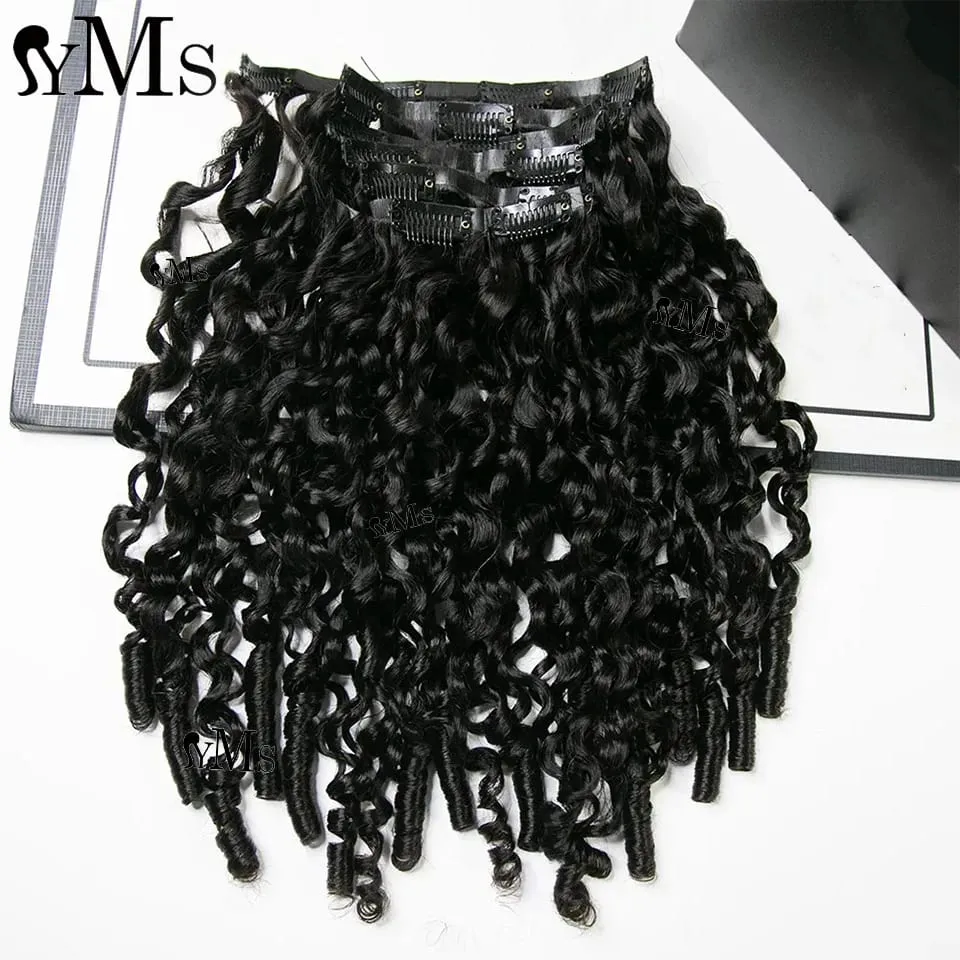 Water Burmese Curly Invisible Seamless Clip Ins Hair Extension YMS 3C4A Burmese Curly Invisible Clip In Full Head Wholesale — image 6