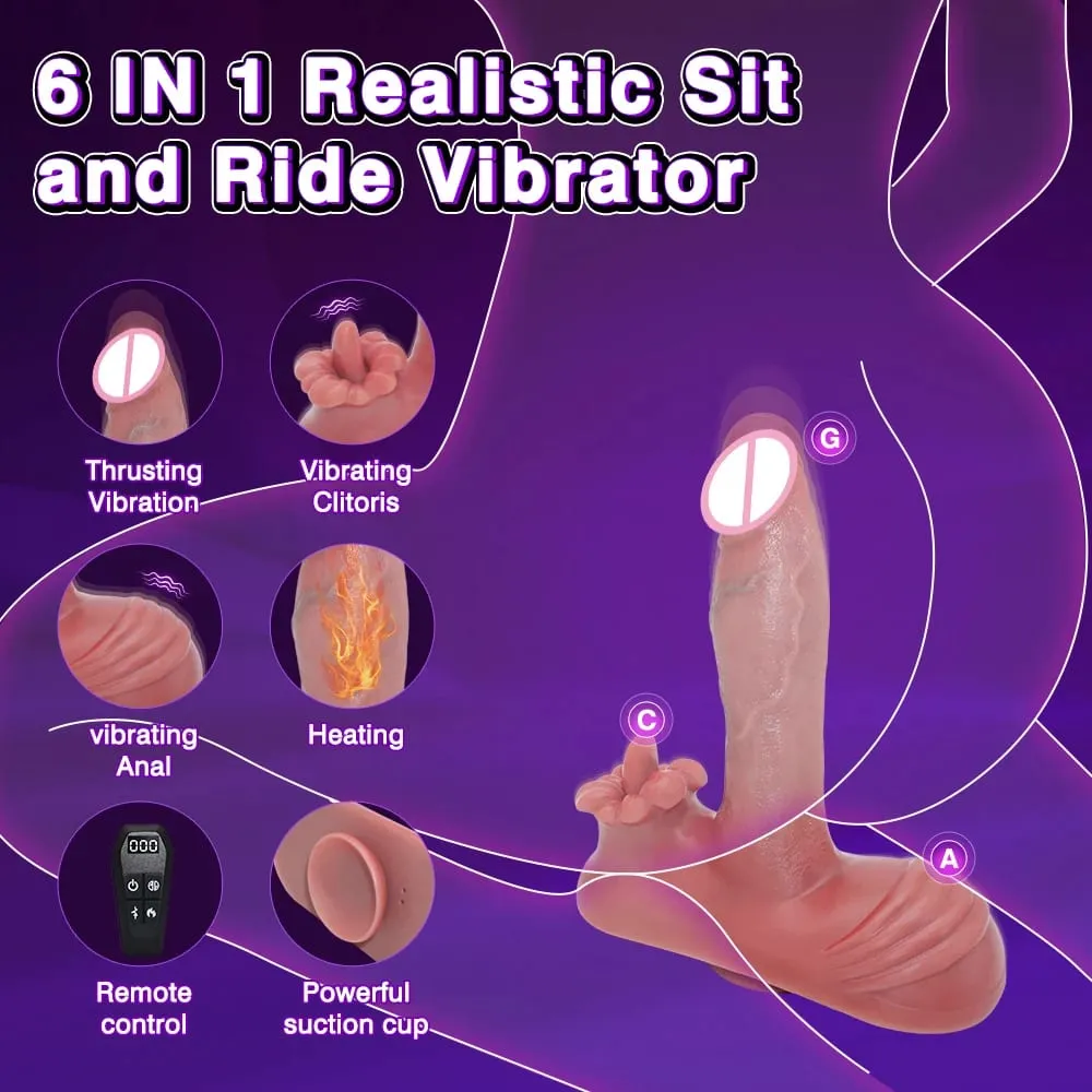 Realistic Dildo Vibrator Sit And Ride 6 IN 1 Vibrating Remote Control Vagina Anal G Spot Clitoral Stimulator Sex Toys for Women — image 3