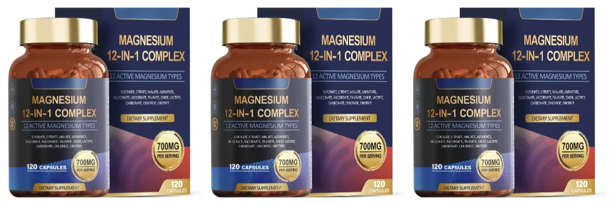 Magnézium-glicinát 12 az 1-ben Komplex alvás- és hangulattámogatás Az izmok és csontok egészségét citrát-malát-taurát 120 kapszula, nem GMO