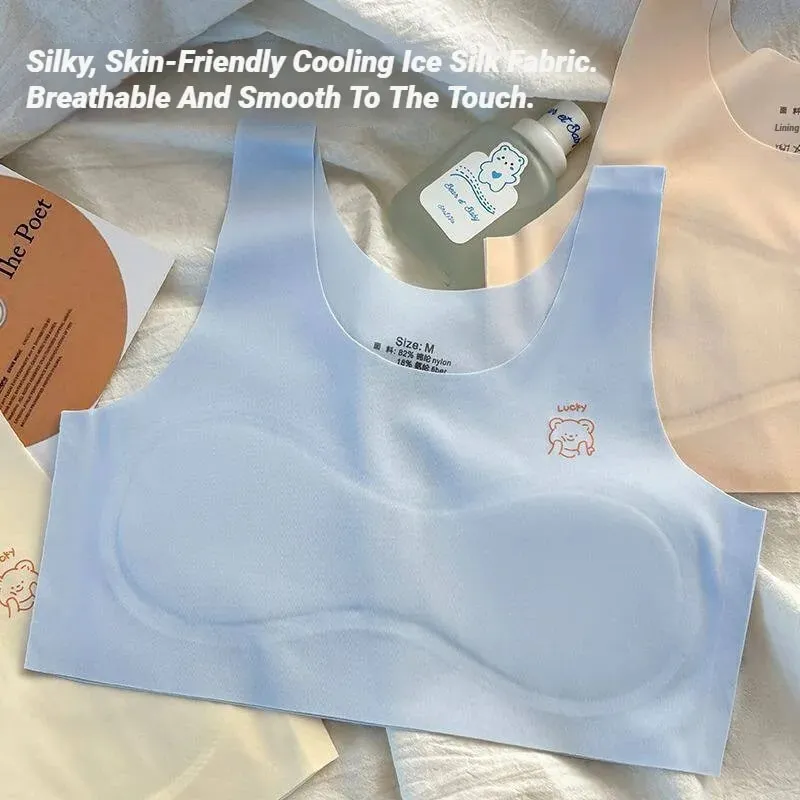 3Pcs Teenagers Comfortable Breathable Simple Training Bra Vest Soft Elastic Skin Friendly Lingerie For Girls No Steel Ring