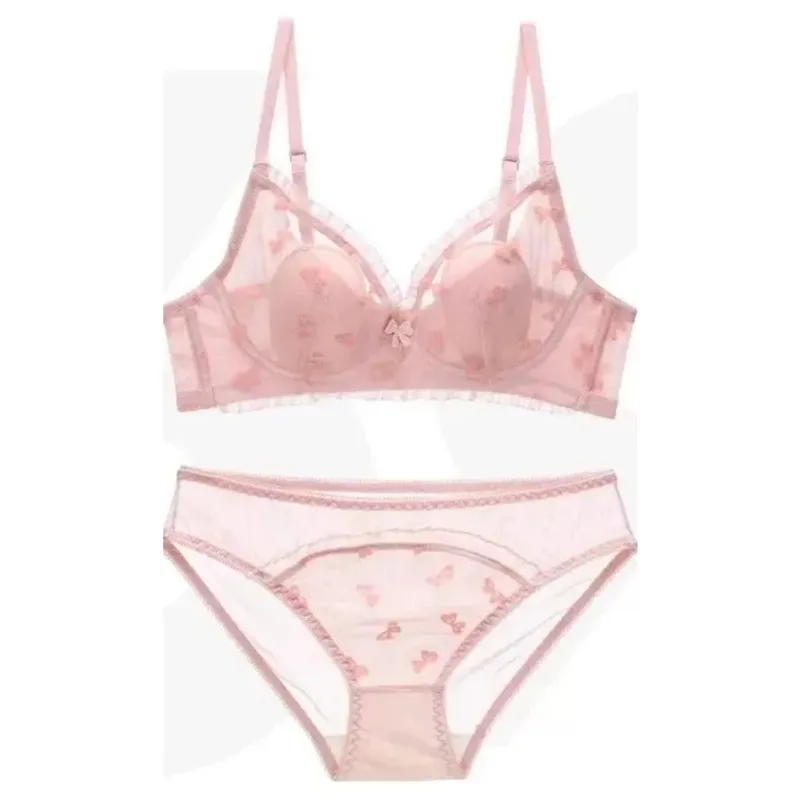 New Arrival Sweet French Lace Embroidery Bra Sexy Wireless Thin Cup Rabbit Ear Minimizer For Big Breasts Everyday Lingerie S-XL