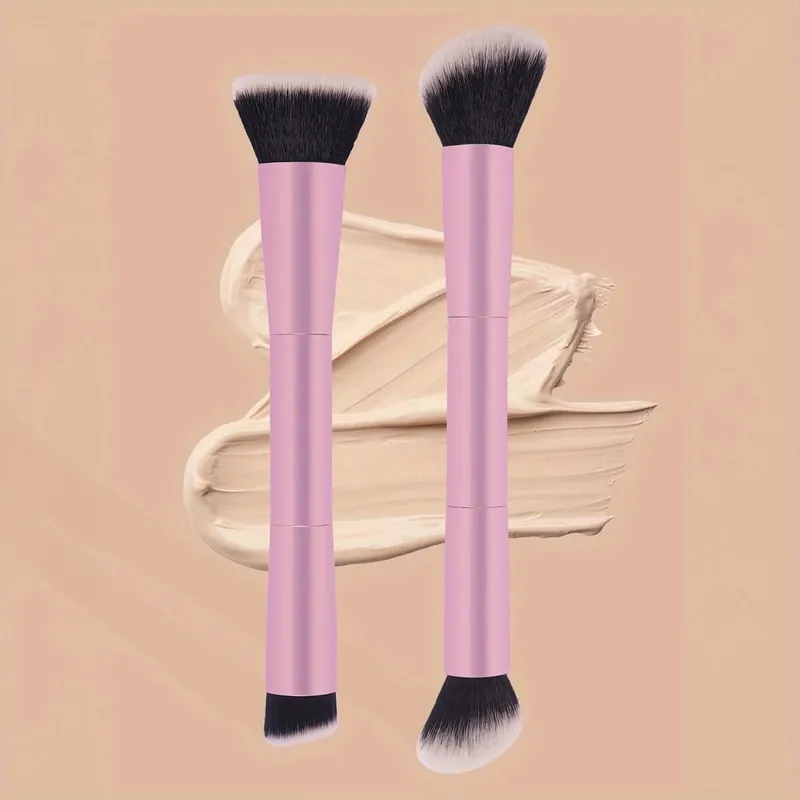 2pcs Professional Aluminum Tube Makeup Brush Set Soft Foundation Brush Blush Brush Powder Brush Concealer Brush Contour Bru — image 8