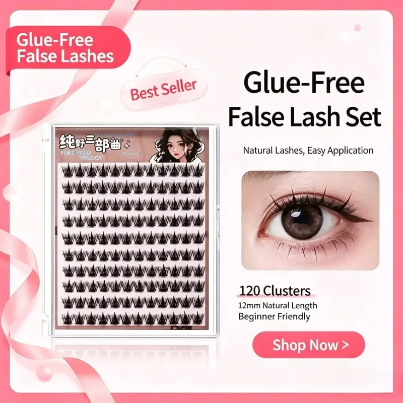 60 Clusters of Brown Natural Fox-Style Cat Eye False Eyelashes Makeup Tools Natural Segmented Eyelash Bundles Makeup Tools — image 4
