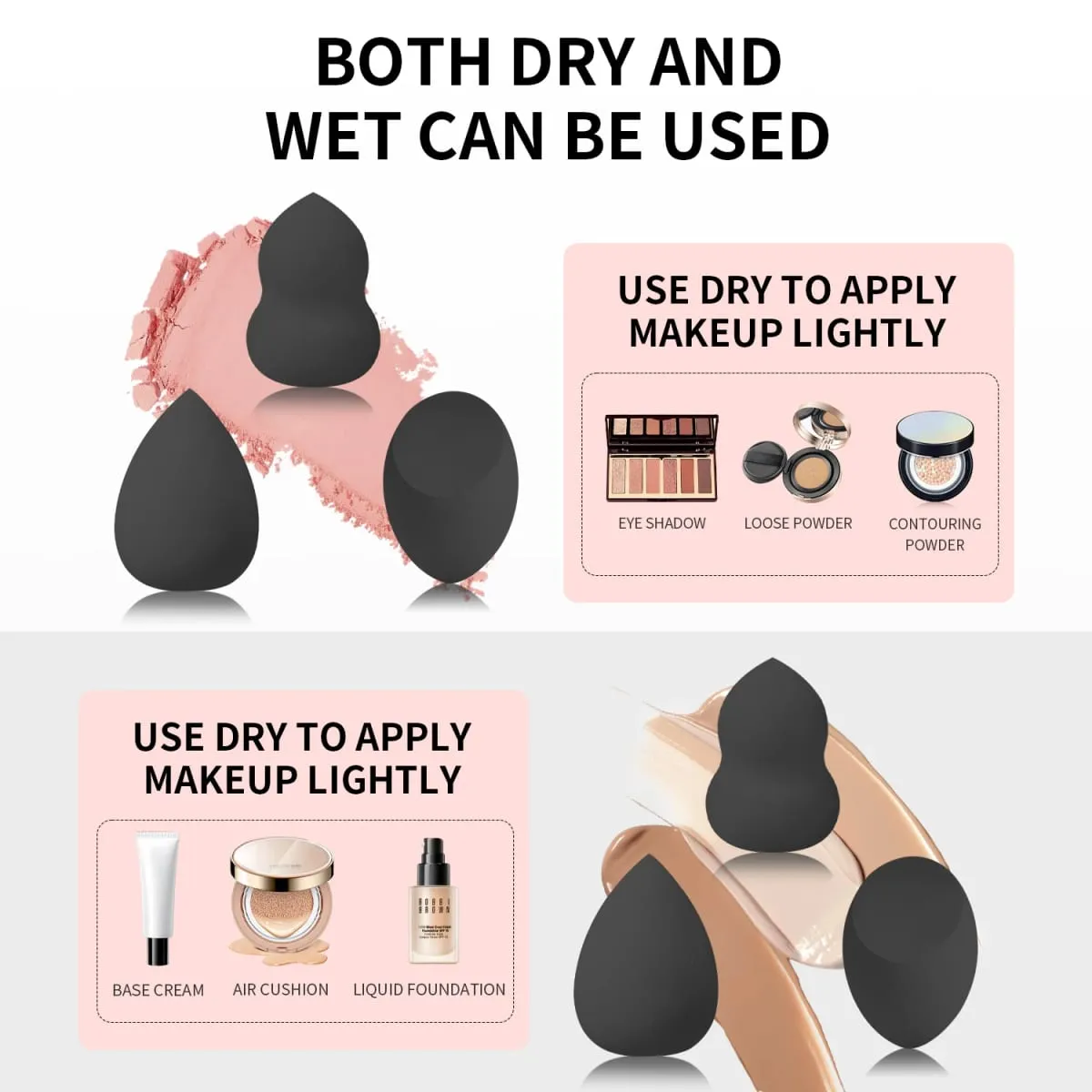 15Pcs Complete Makeup Brush Kit with Bag & 2 Beauty Sponges Face Eye Brushes for Beginners & Artists — image 5