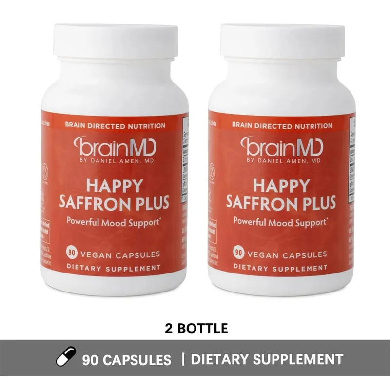 Happy Saffron Plus Supplements - Saffron Flower Extract Supplement for Eye Health Support - Mood Enhancer for Men & Women