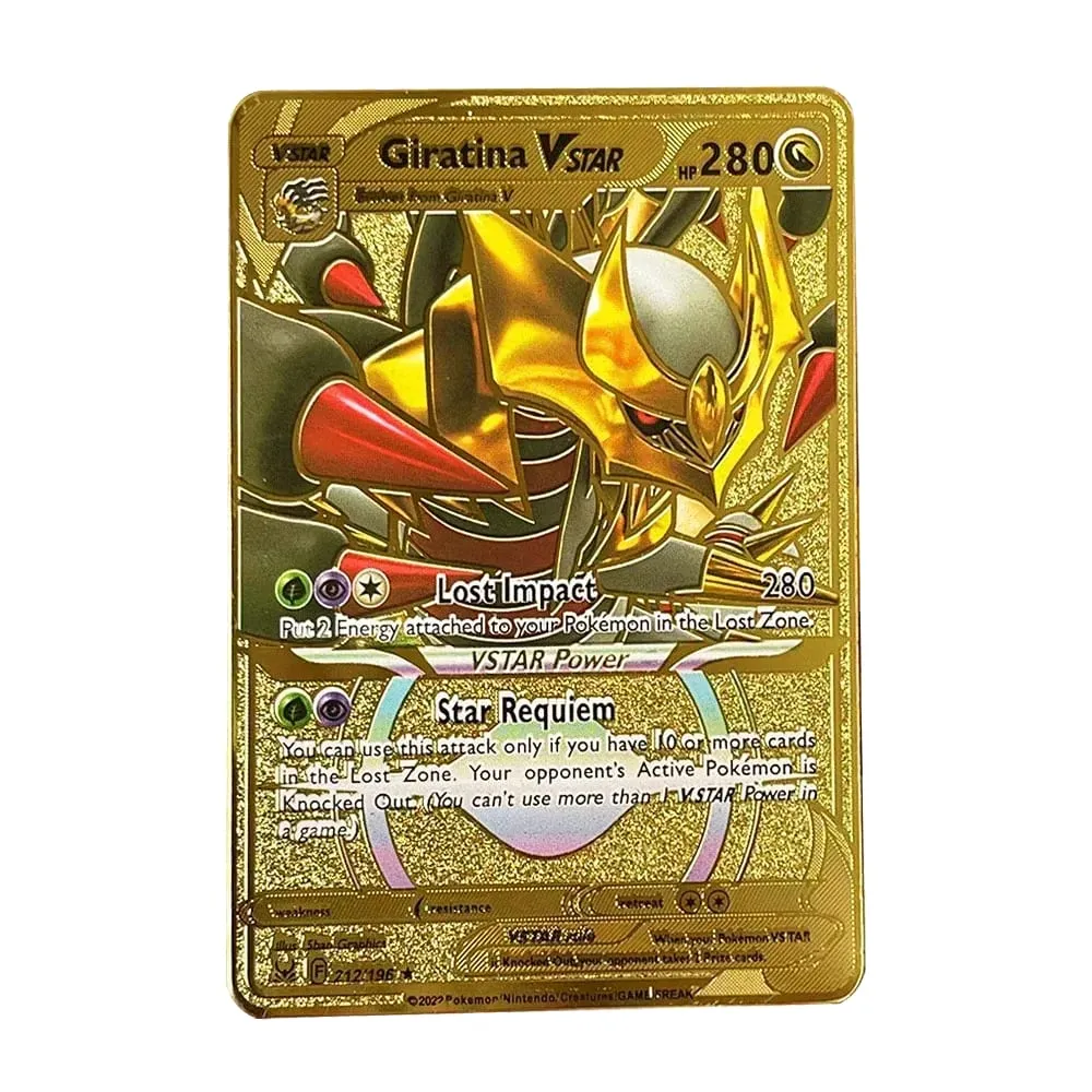 Pokemon Card Vmax Metal Pokémon Letters Pikachu Gx Mewtwo Charizard Vstar Anime Games Mga Laruan Golden Iron Playing Card Mga Regalo ng Bata