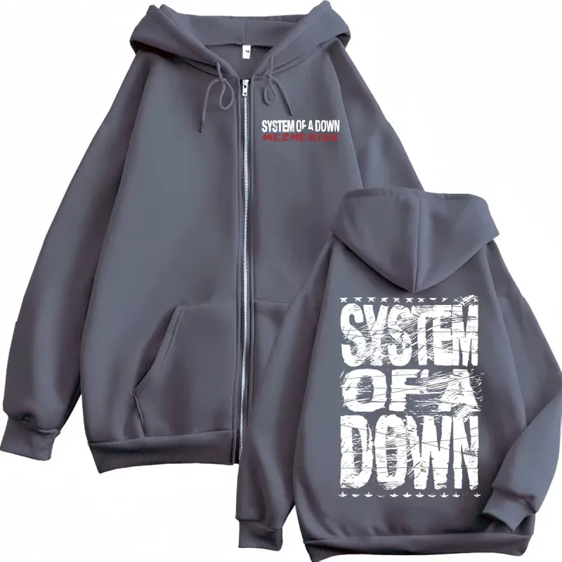 System of A Down Mezmerize Merch Zipper Hoodie Alternative Metal Music Zip Up Sweatshirts Rock Hip Hop Vintage Pullovers Unisex — image 4