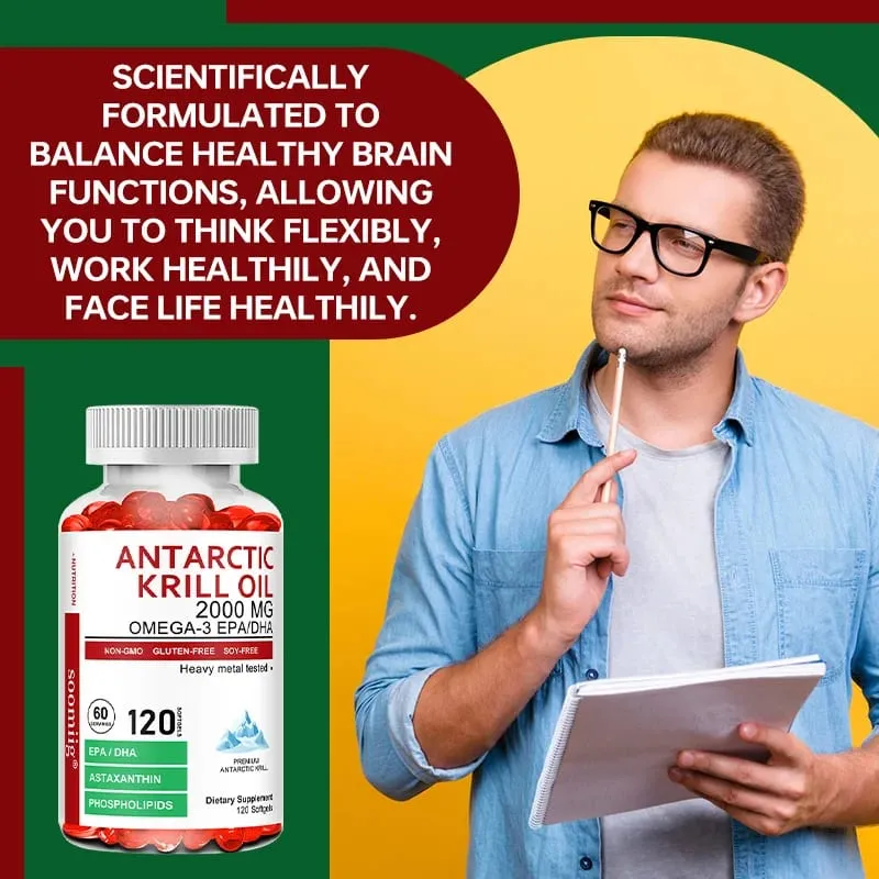 Capsule di olio di krill antartico da 2000 mg | Fonte naturale di potenza 3X di Omega-3 EPA DHA con integratore di fosfolipidi di astaxantina — image 4