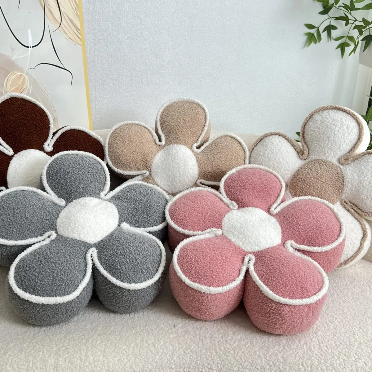 PP Cotton Filled Sunflower Pillow Flower Petal Shape Sofa Cushion Headrest Backrest Pad Living Room Bedroom Bay Window Decor