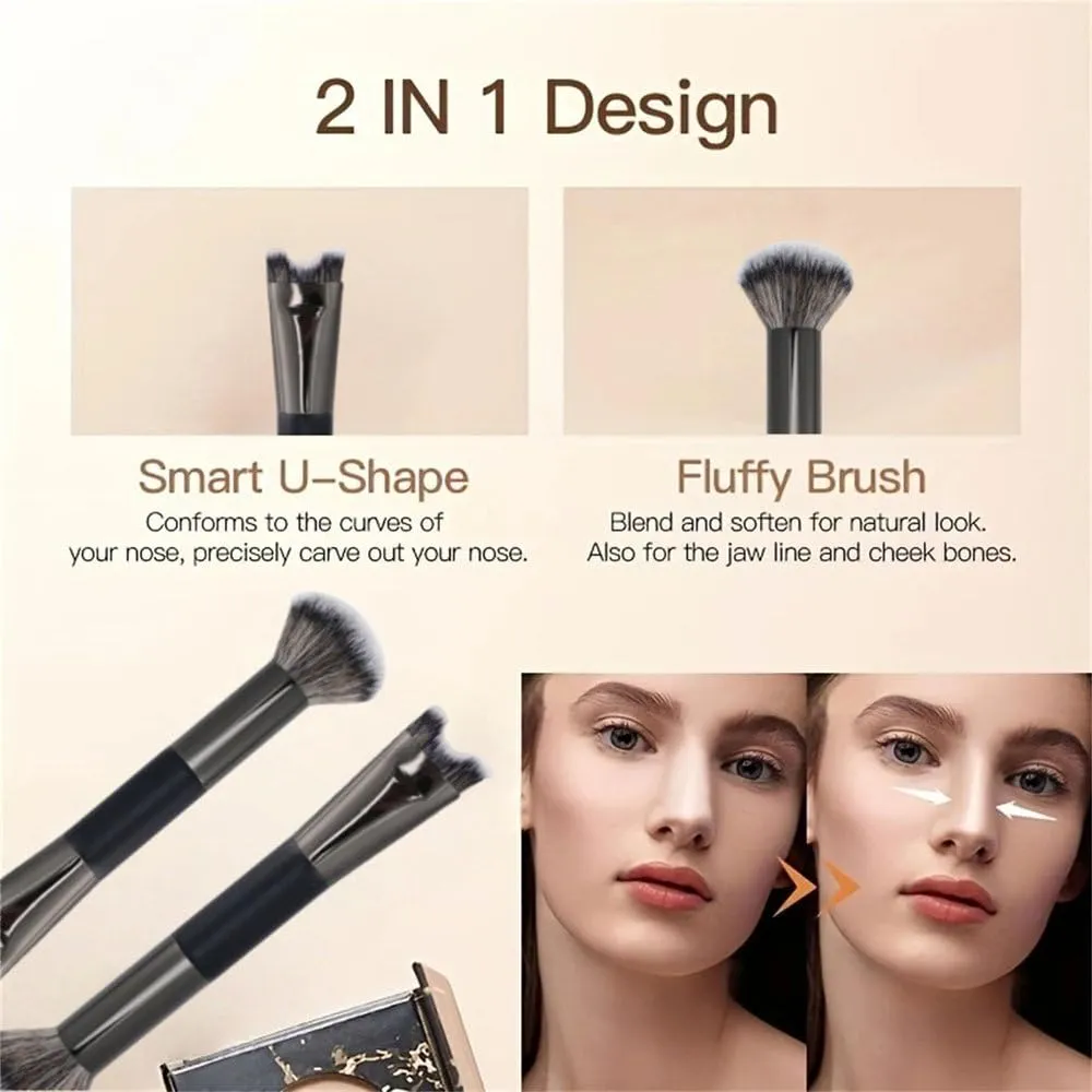 2 PCS Makeup Brushes U-Shaped Makeup Brush & Nose Shadow Brush — image 4