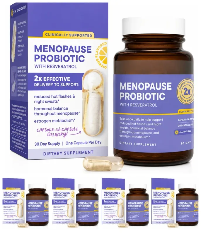 Probiotik Menopause untuk Wanita Keseimbangan Hormon Hot Flashes Berkeringat Malam Kesehatan Usus Resveratrol & Kapsul Omega 30 — image 11
