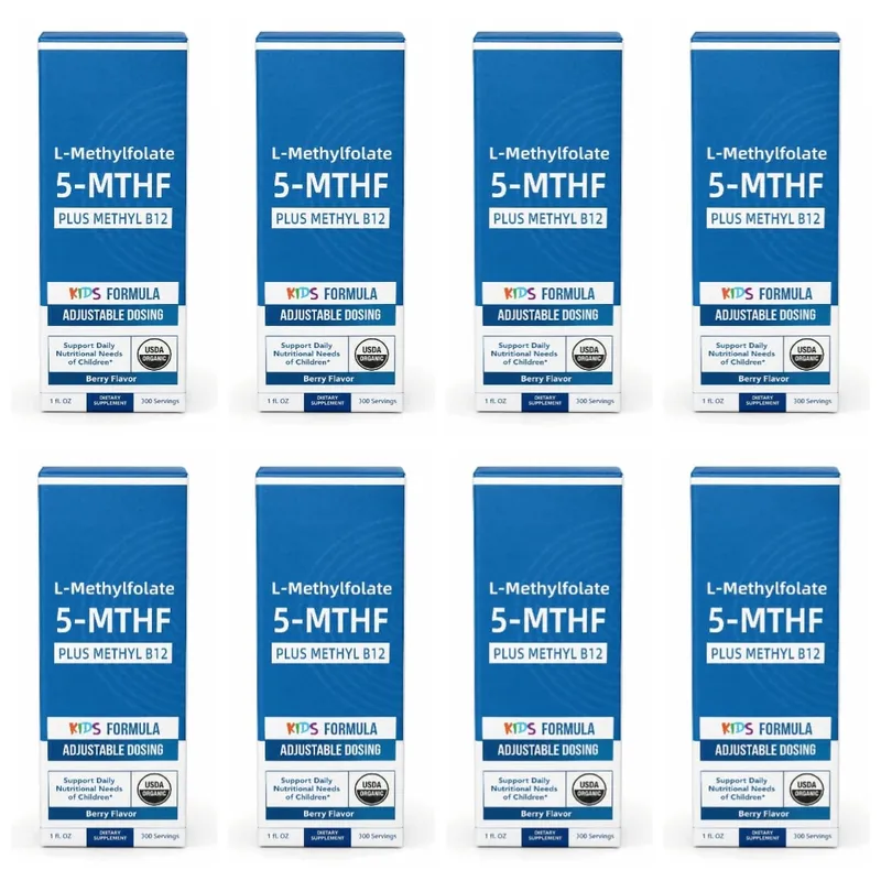 Kids L-Methylfolate 5-MTHF Drops with Methyl B12 Organic Berry Flavor Liquid Folate Supplement for Children Vegan Formula 30ml