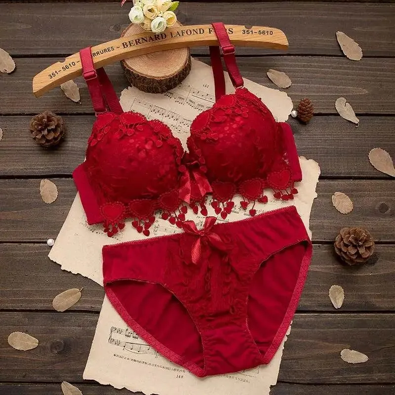 Underwire Women Lingerie Set Tassel Lace Push‑Up Bra With Removable Pads Bow Soft Multi‑Color Comfort Ladies Intimate Underwear — image 4