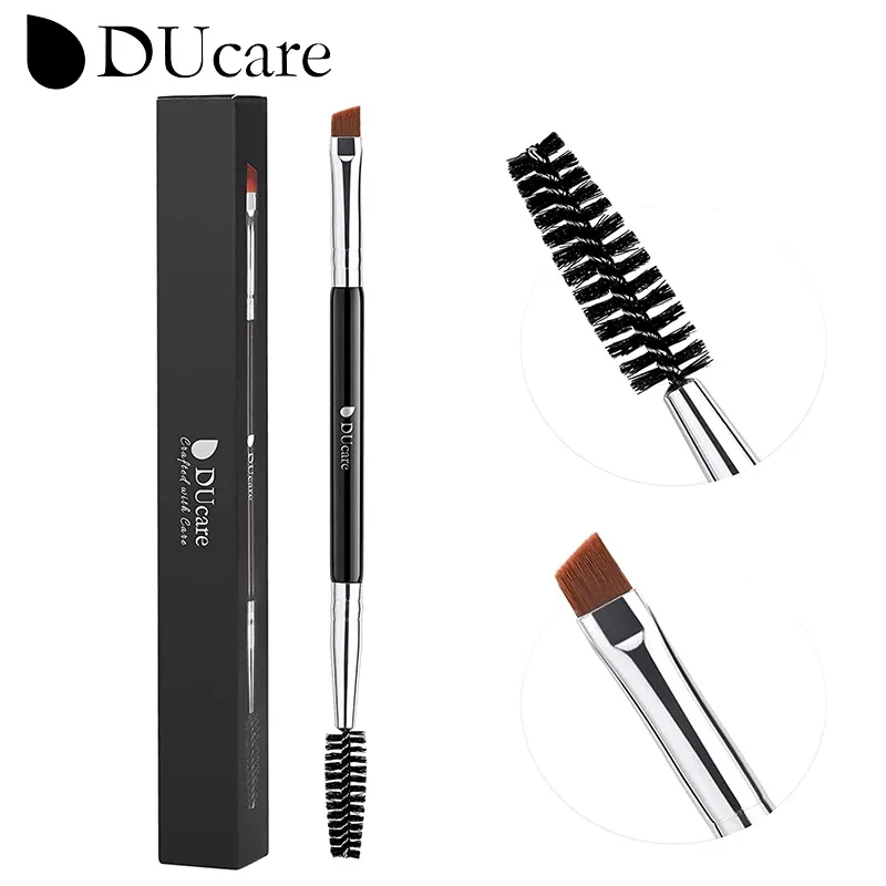DUcare Eyebrow Brush Eyelash Comb makeup brushes Dual Ended Angled brush Spoolie brush 2 in 1 Lash eyebrow brush set makeup tool