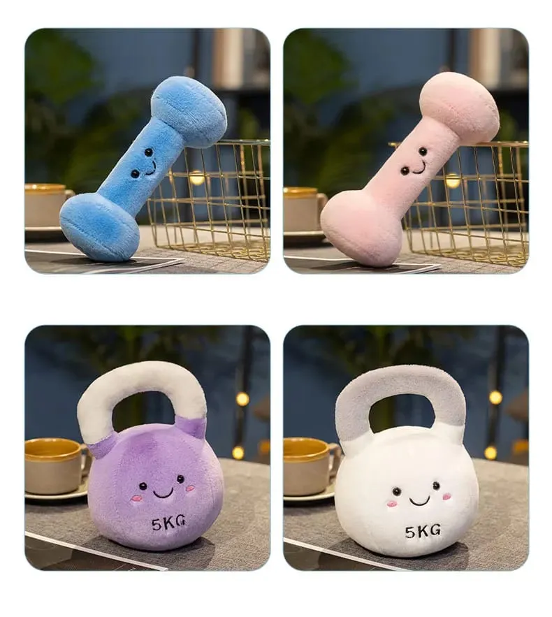 20/23cm Cute Kettle-bell Dumbbell Plush Pillow Stuffed Smiling Face Fitness Sports Equipment Plushie Home Decor Men Gift — image 9