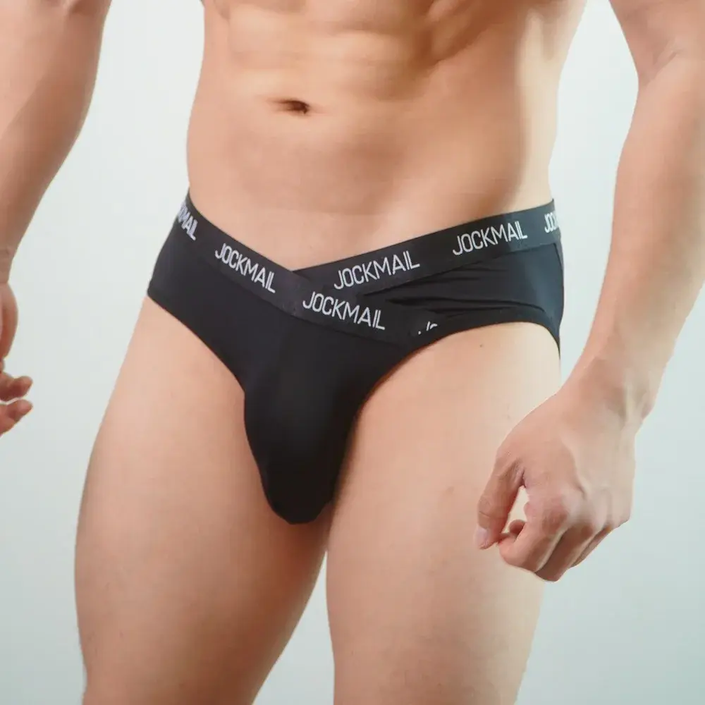 Jockmail メンズ下着ローウエストセクシーなレタースポーツ通気性の夏のアイスシルクブリーフビッグバッグナイロン無地男のパンティー