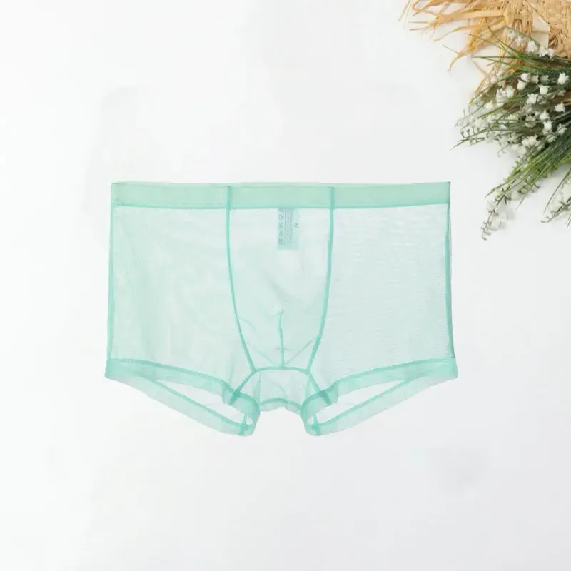 Boxer trasparenti da uomo vedono attraverso le mutande maschili sexy mesh a vita bassa seta ghiacciata sottile raffreddamento mutandine da uomo intimo da uomo — image 8