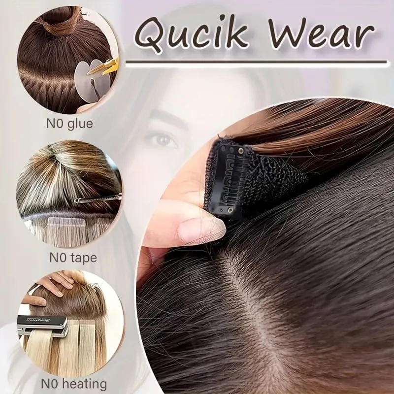 Synthetic 14Inch 4pcs/set Short Beach Wavy Curly Clip In Hair Extensions Heat Resistant Hairpiece For Women Daily Use — image 6