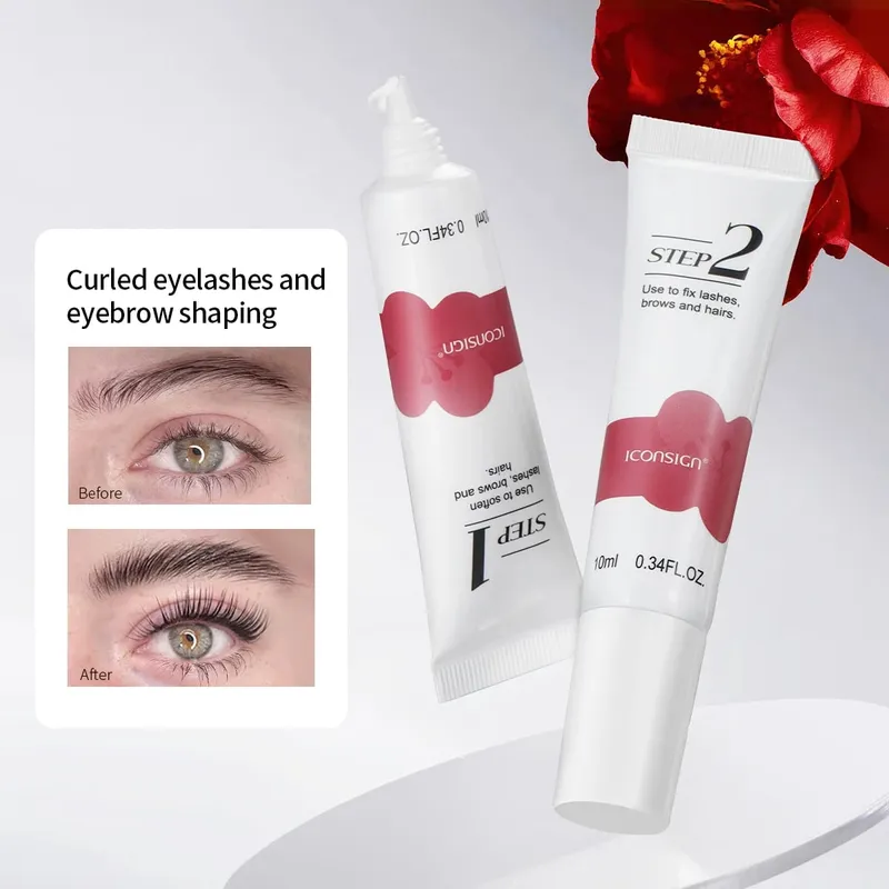 Kit de levantamento de cílios flor de camélia vegano 8-12min rápido suave encaracolado sem danos aos cílios conjuntos de beleza para presente de cuidados com a sobrancelha