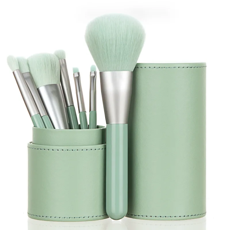 Portable 7Pcs Complete Makeup Brushes With PU Storage Bucket Foundation Highlight Eyebrow Beginner Cosmetic Kit — image 11