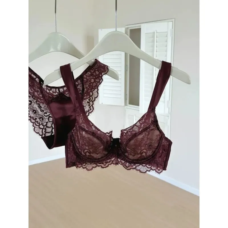 Sexy French Lace U-Back Minimizer Bra Set for Large Bust | Push Up Anti-Sagging Deep V Bralette | Summer Bestseller MOYISU Panty — image 1
