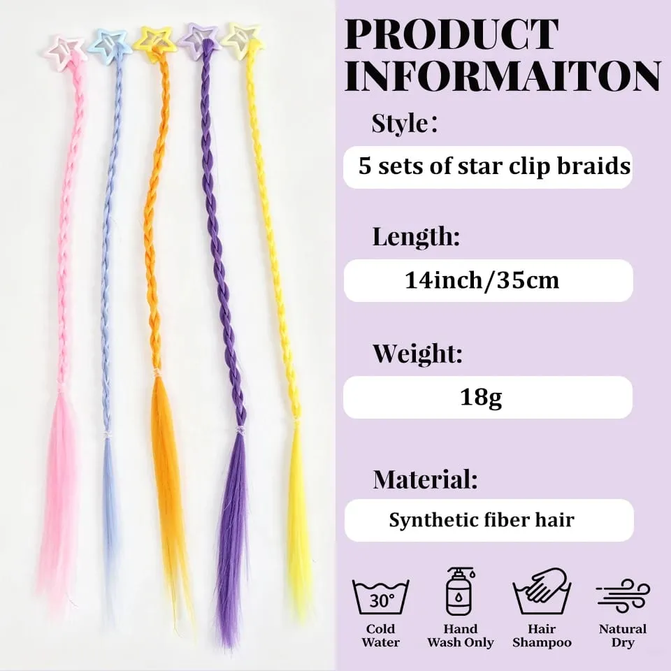 Synthesize 5PCS Colored Braided Hair Clips Ponytail Hair Accessories Suitable for Women and Girls' Daily Wear and Holiday Use — image 4