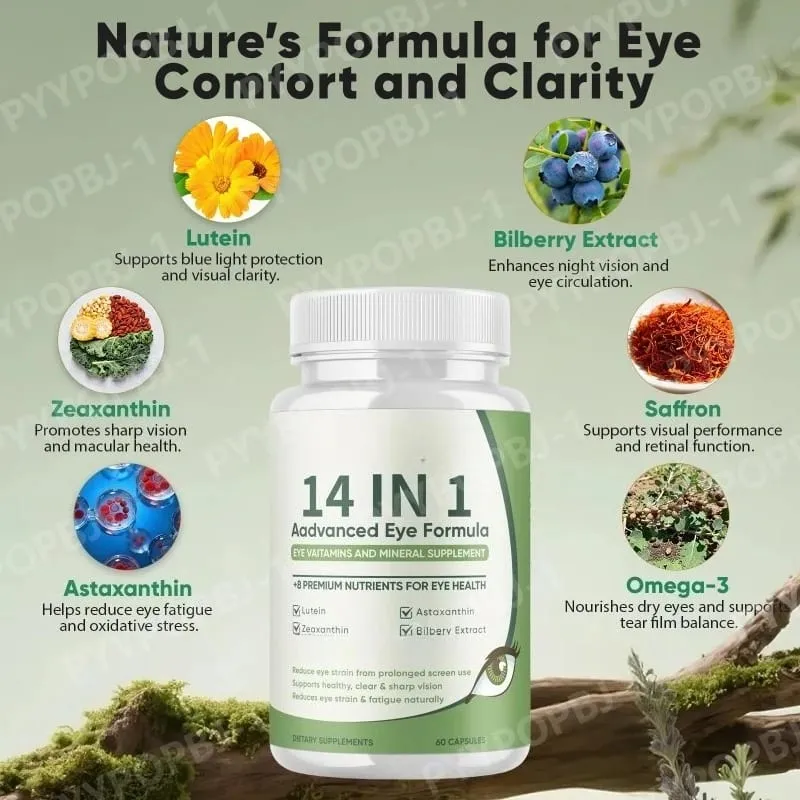 60 Count Eye Health Capsules with Lutein Zeaxanthin Daily Visual Comfort Support Eye Nutrition Supplement