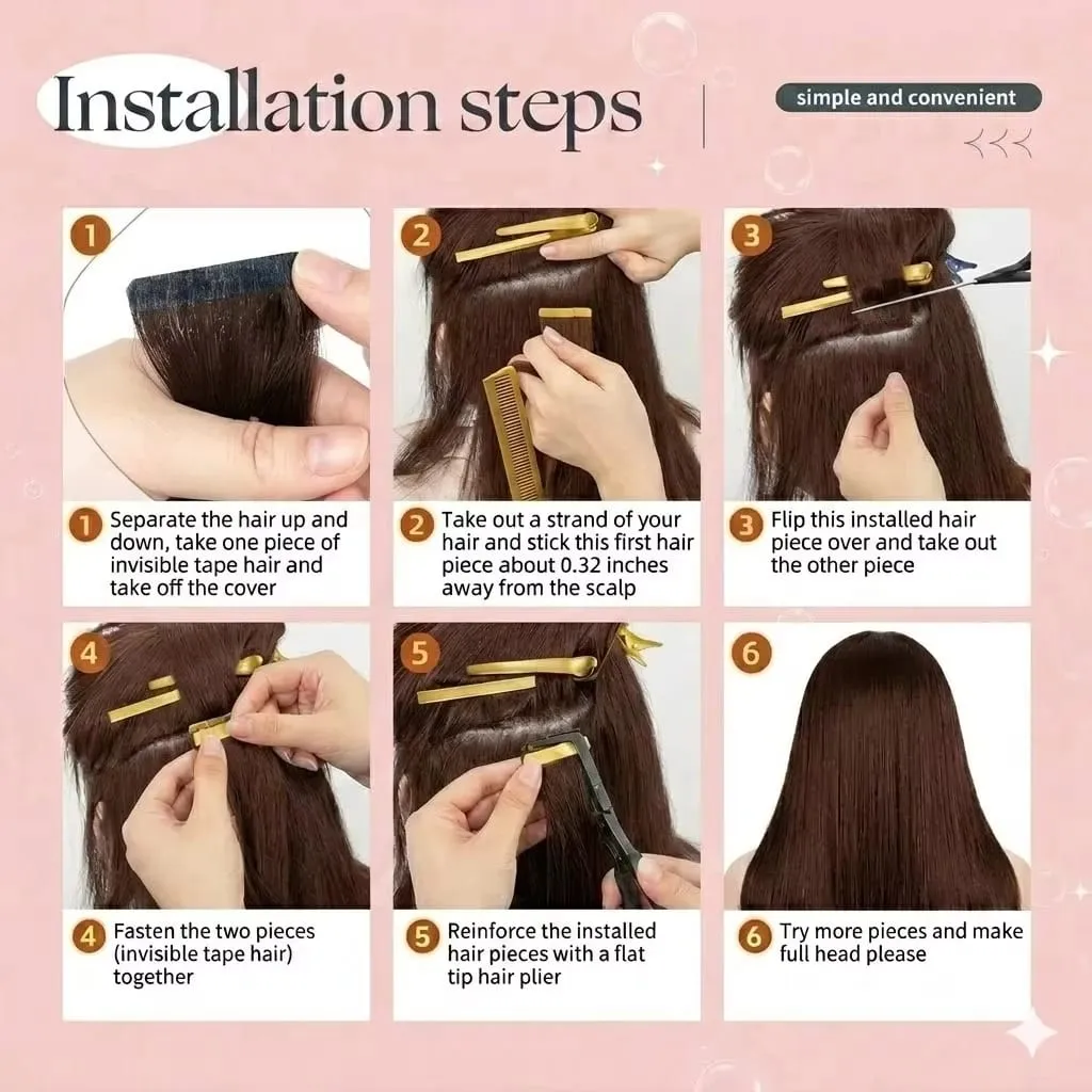 Seamless Brown Tape in Hair Extensions 100% Human Hair Straight 14A Grade Virgin Remy 21pcs 50g Pack Thick End Women #4 Beauty 18 20 22 Inch