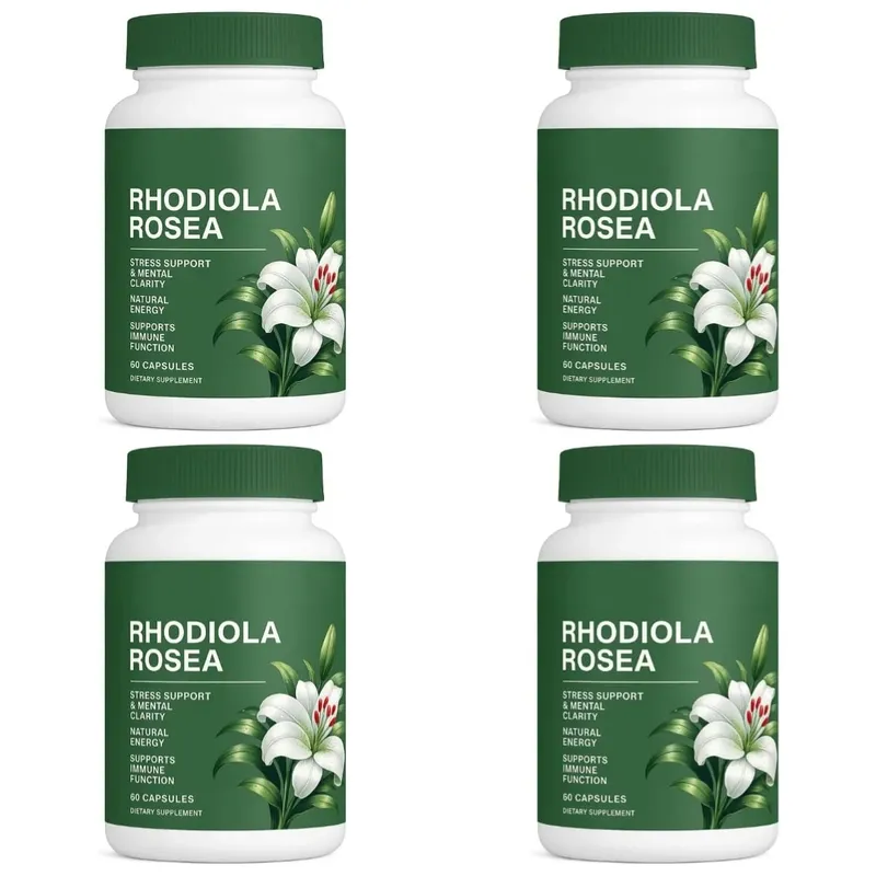 500mg Rhodiola Rosea Capsules Natural Herbaceous Plants Supplement for Daily Stress Support & Energy Balance 60 Count Per Bottle
