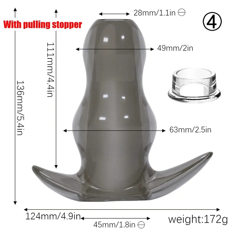 Ensemble de plug anal tunnel creux en TPE violet, bouchons d'étirement anal ouverts gradués, jouet sexuel flexible pour hommes et femmes