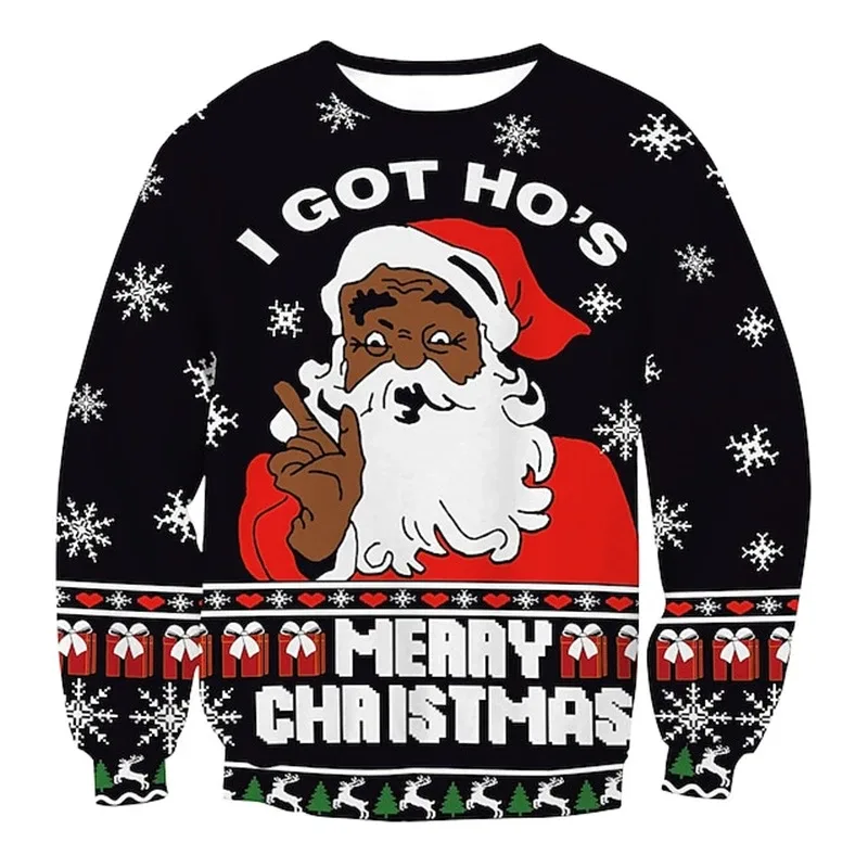 Funny Santa Claus Pattern Ugly Christmas Sweatshirt Men New 3d Printed Xmas Party Crew Neck Long Sleeve Women New Year Hoodies — image 8