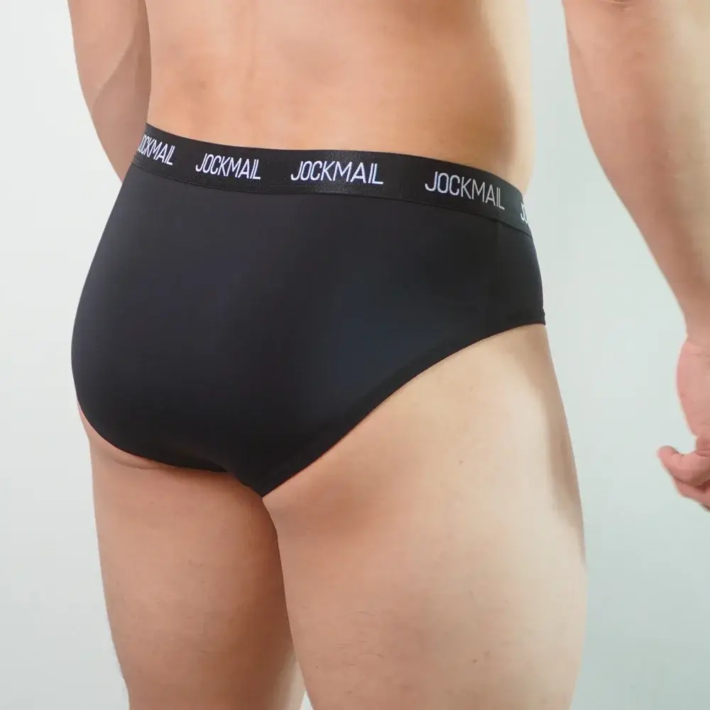 Jockmail メンズ下着ローウエストセクシーなレタースポーツ通気性の夏のアイスシルクブリーフビッグバッグナイロン無地男のパンティー