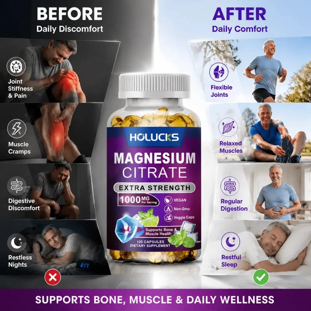 Yimiduk Premium Magnesium Citrate Supplement for Healthy Blood Pressure Bone Density & Overall Wellness Nervous System Vegan — image 3