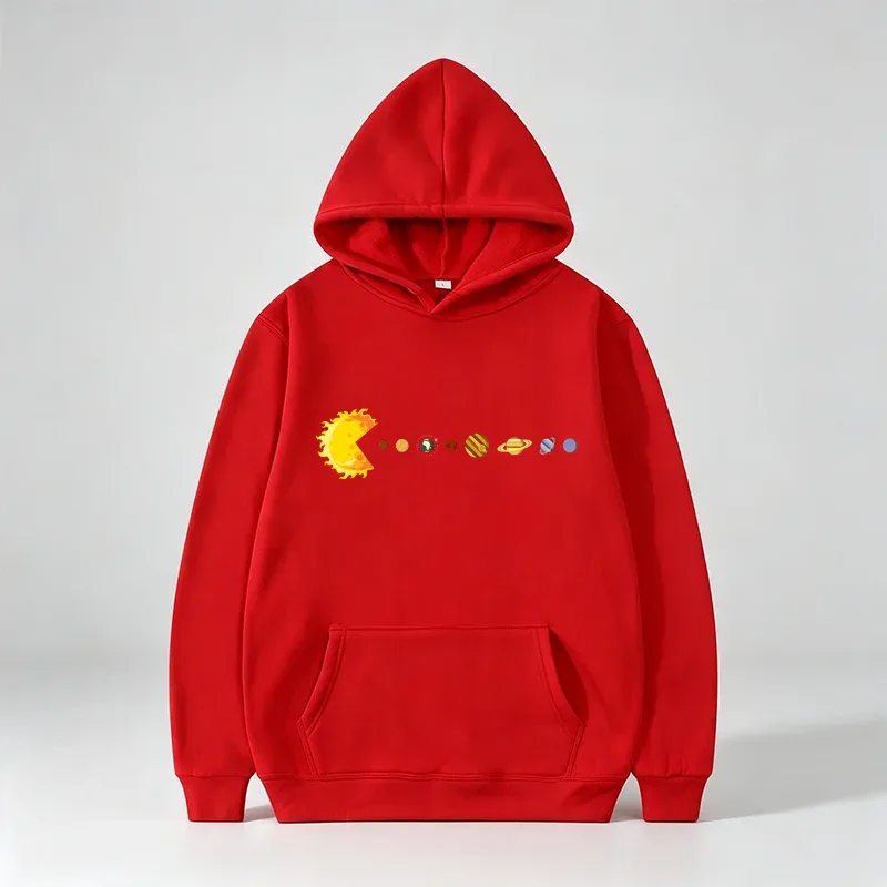 Men's Casual Hoodie Funny Sun Planets Print Pullover Hooded Sweatshirt Long Sleeve Loose Streetwear Hoodies With Pocket wx338 — image 11