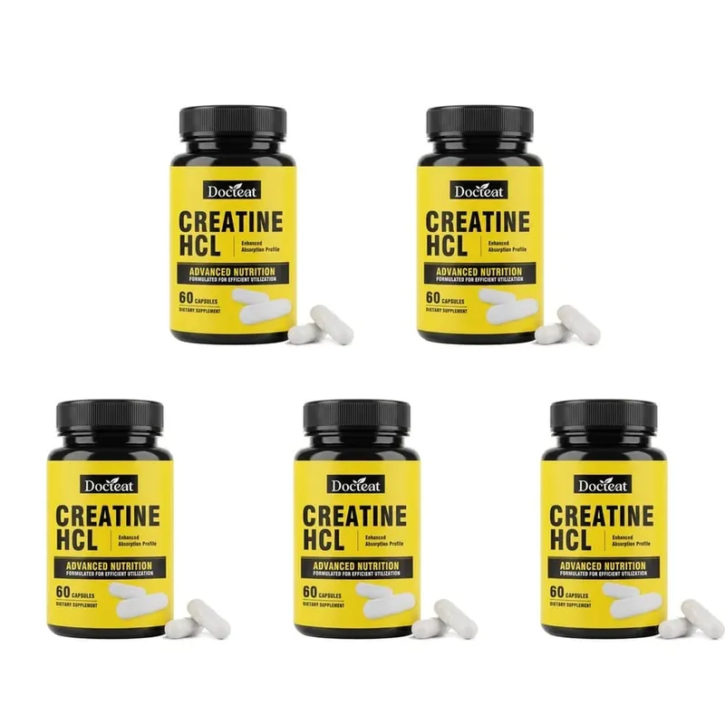 Docteat Creatine HCL Capsules with Vitamin B6 B12 & Cinnamon for Muscle Energy & Performance Support Adults 60 Capsules