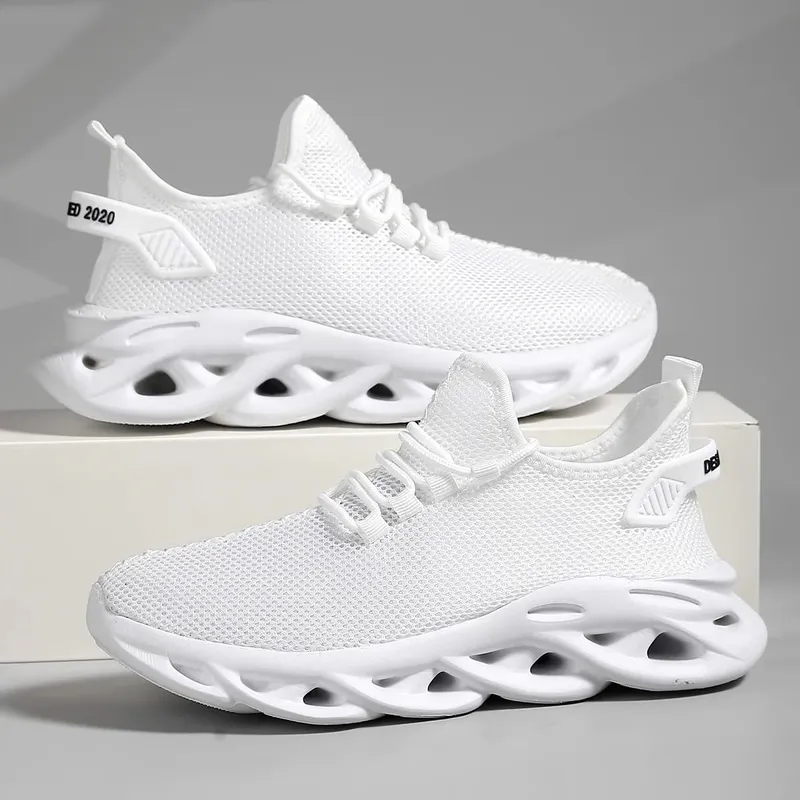 Men Casual Sneakers Outdoor Breathable Mesh For Women Light Shock-absorption Black Tennis Sports Running Black Jogging Shoes — image 7