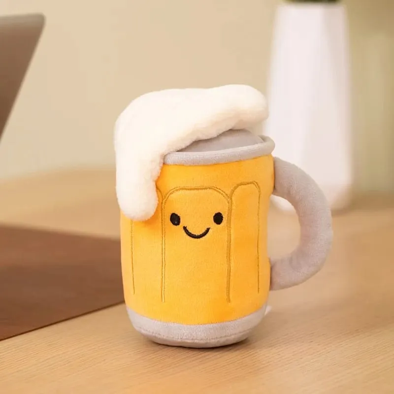 11~19cm Roztomilá pivní skleněná láhev Nápojová plechovka pivní sud Plyšový polštář plněný Kawaii Humanoid Plyšový Party Prop Man Dárek