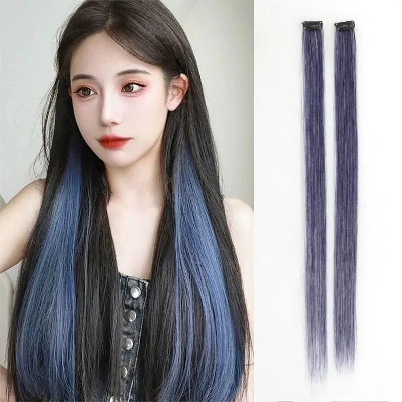 Pick dye wig piece female color hanging ear dye one-piece simulated long straight hair extension piece — image 9