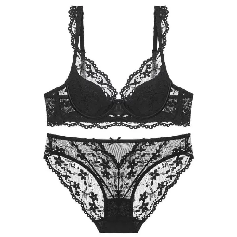Hot Sale Sexy Lace Bra Set For Women Summer Thin Soft Underwire Breathable Anti Sagging Comfort Stylish Daily Fashion Intimates — image 6