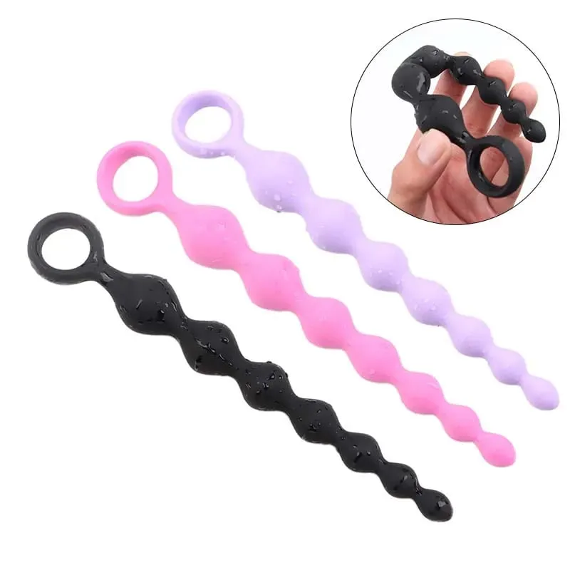 Soft Silicone Anal Dildo with Heart Beads Big Balls G-Spot Stimulating Butt Plugs for Couples Adult Sex Toy Sexy Anal Plug — image 2