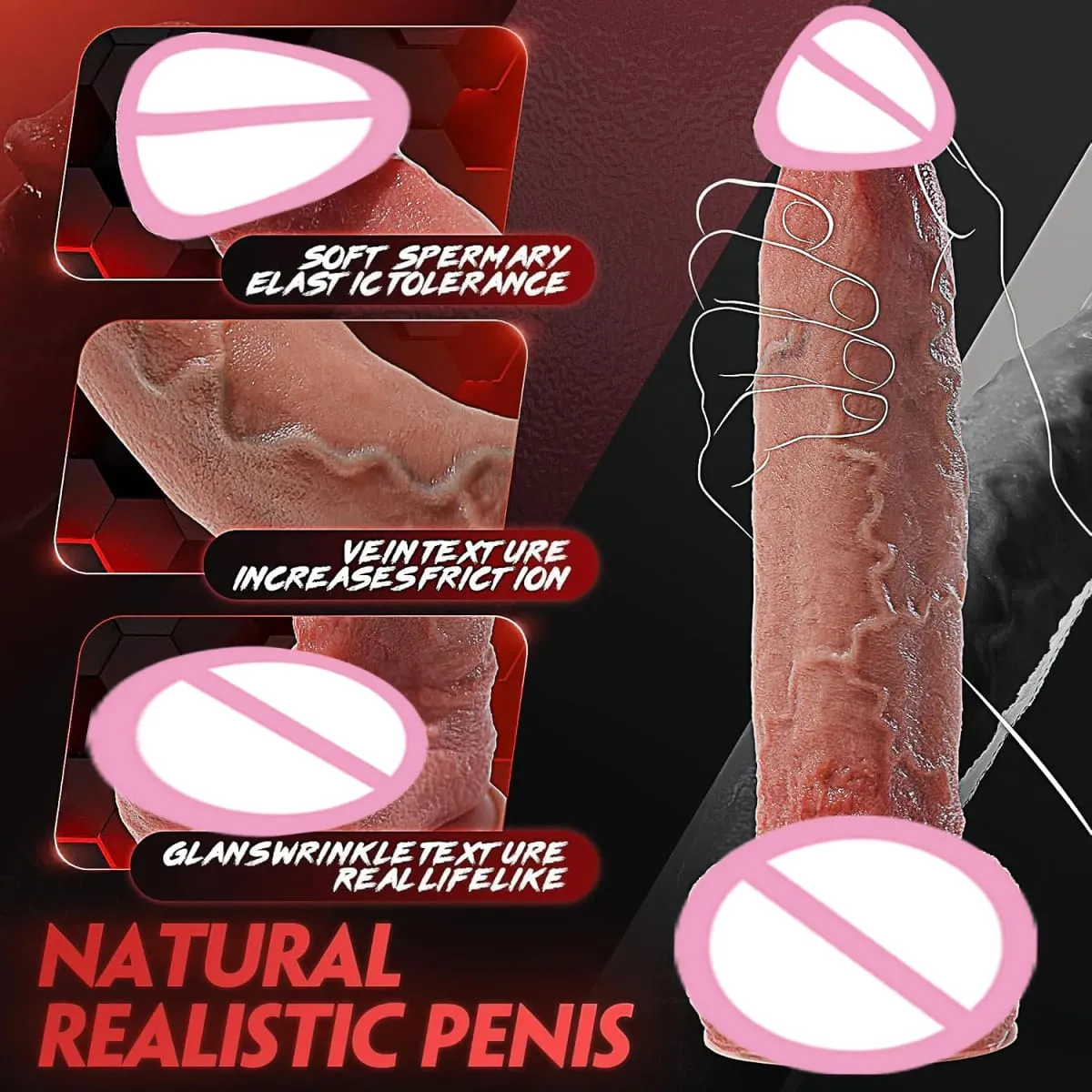 Thick Silicone Dildo Huge Fake Penis Double Cock Woman G-Spot with Powerful Suction Cup Adult Sex Toy Vagina Orgasm Masturbator — image 3