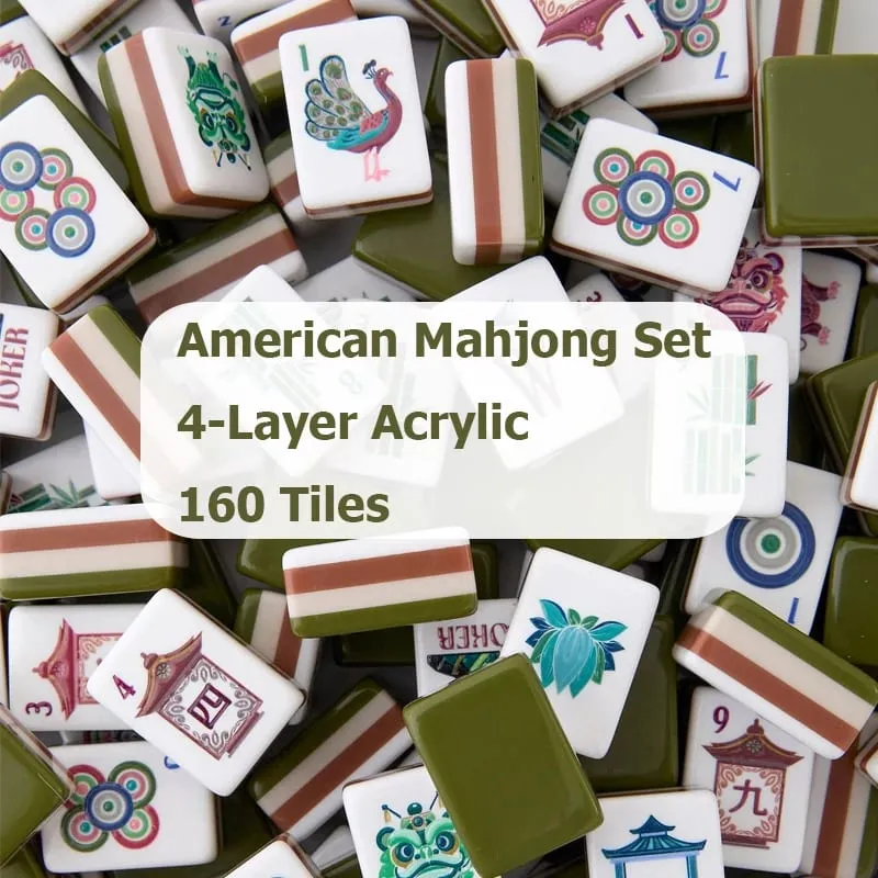 Customizable American Mahjong Sets 160 Tiles 4-Layer Acrylic Mah Jongg Surprise Gifts Mahjong Portable Travel Family Party Games — image 2