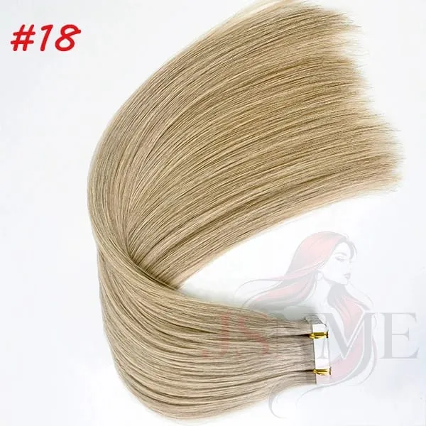 Straight Tape In Hair Extensions Invisible 100% Really Human Hair Tape Ins Black Brown Blonde 16-24 inch For Salon
